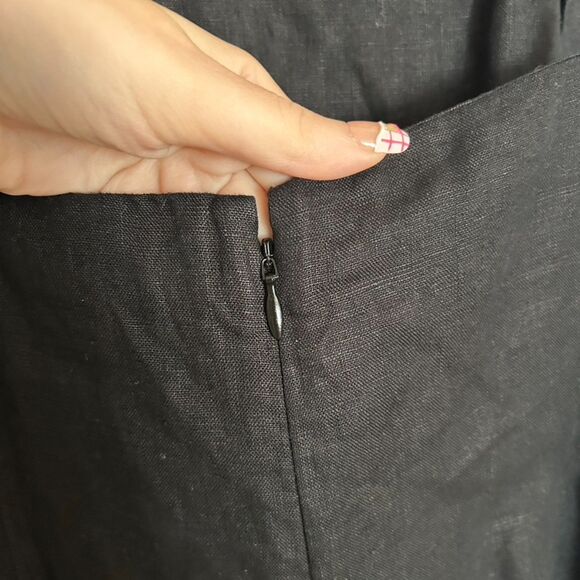 Madewell 100% Linen Black Midi Dress Size 12 - Picture 8 of 10